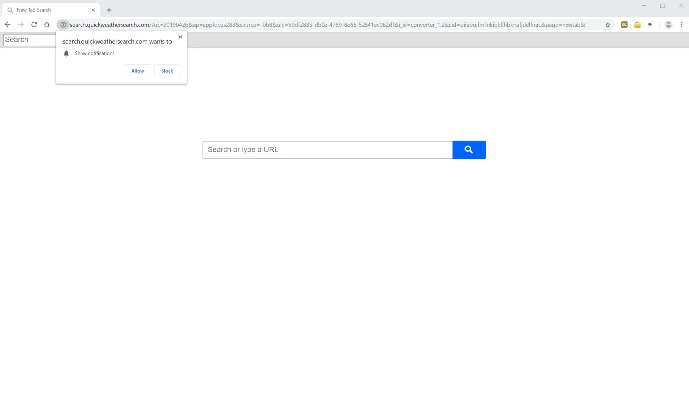 How to remove Quick Weather Search redirect (Virus Removal Guide) 1 Image: Google Chrome is redirected to Quick Weather Search New Tab
