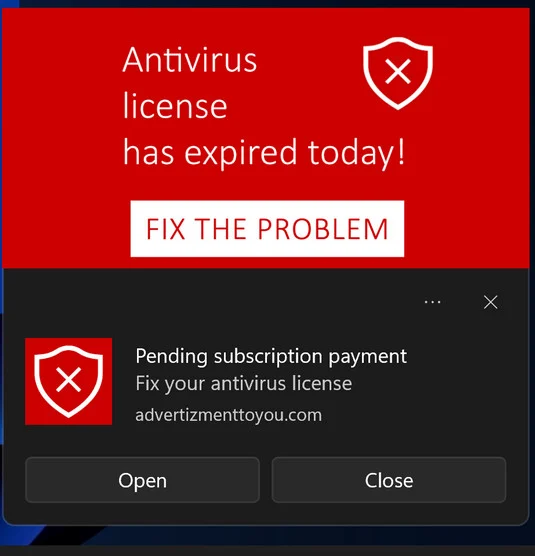 Image: Pending Subscription Payment Fake Alerts