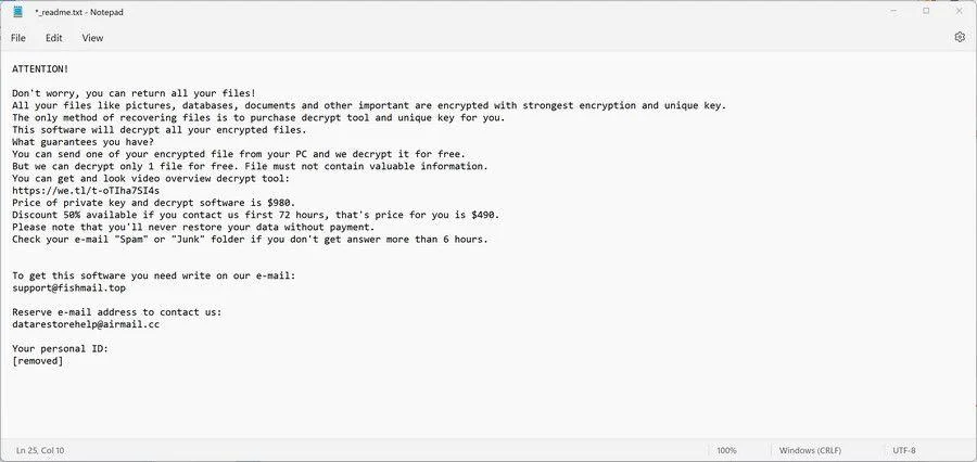 Image: WWZA ransomware note