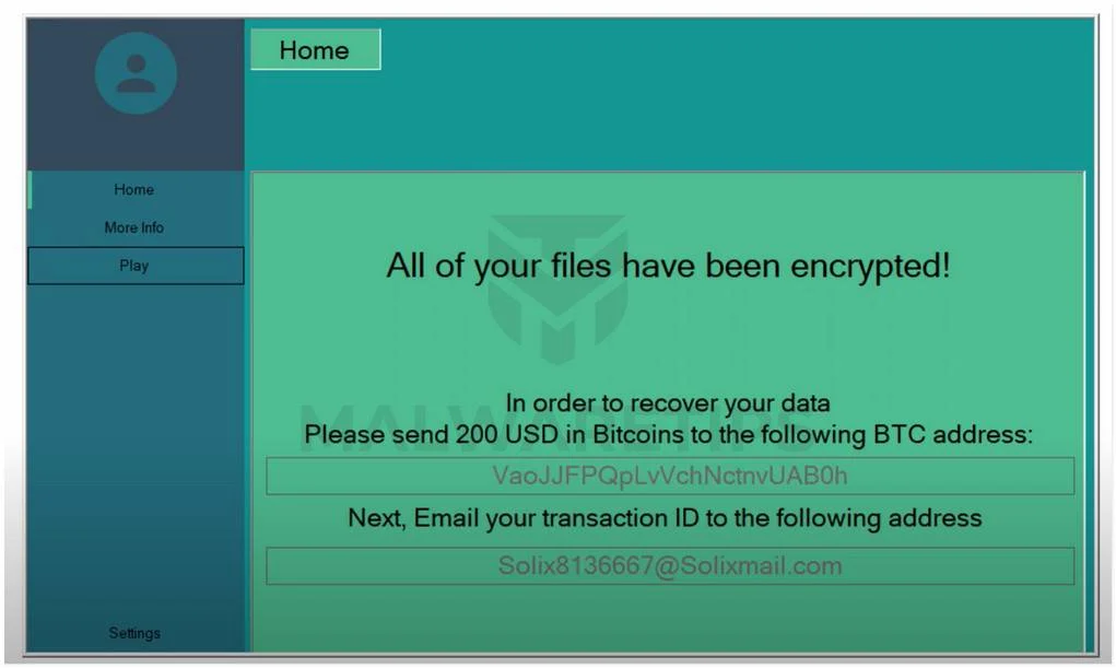 Image: VapeV7 ransomware