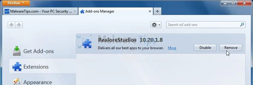 [Image: Realore Studios Toolbar Firefox extension]