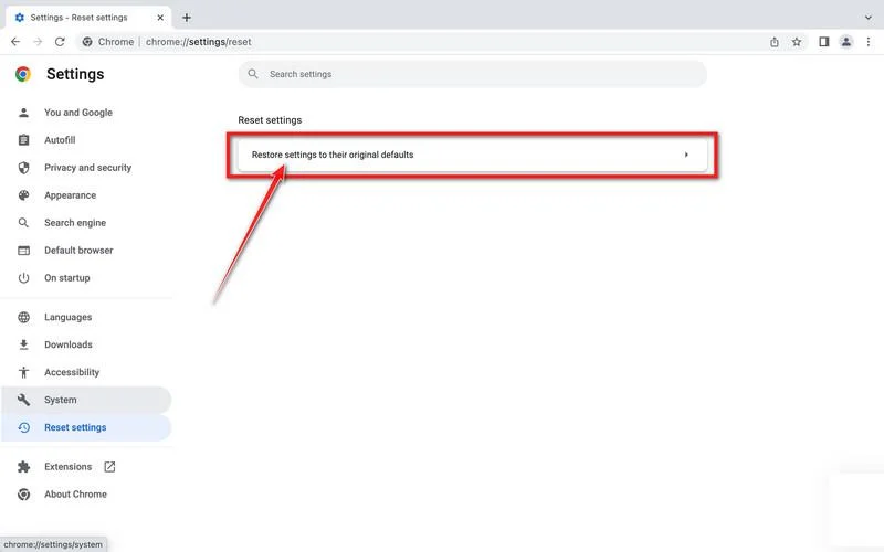 Reset Chrome