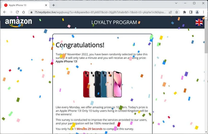 Image: Heydipdoc.live Fake Amazon Survey