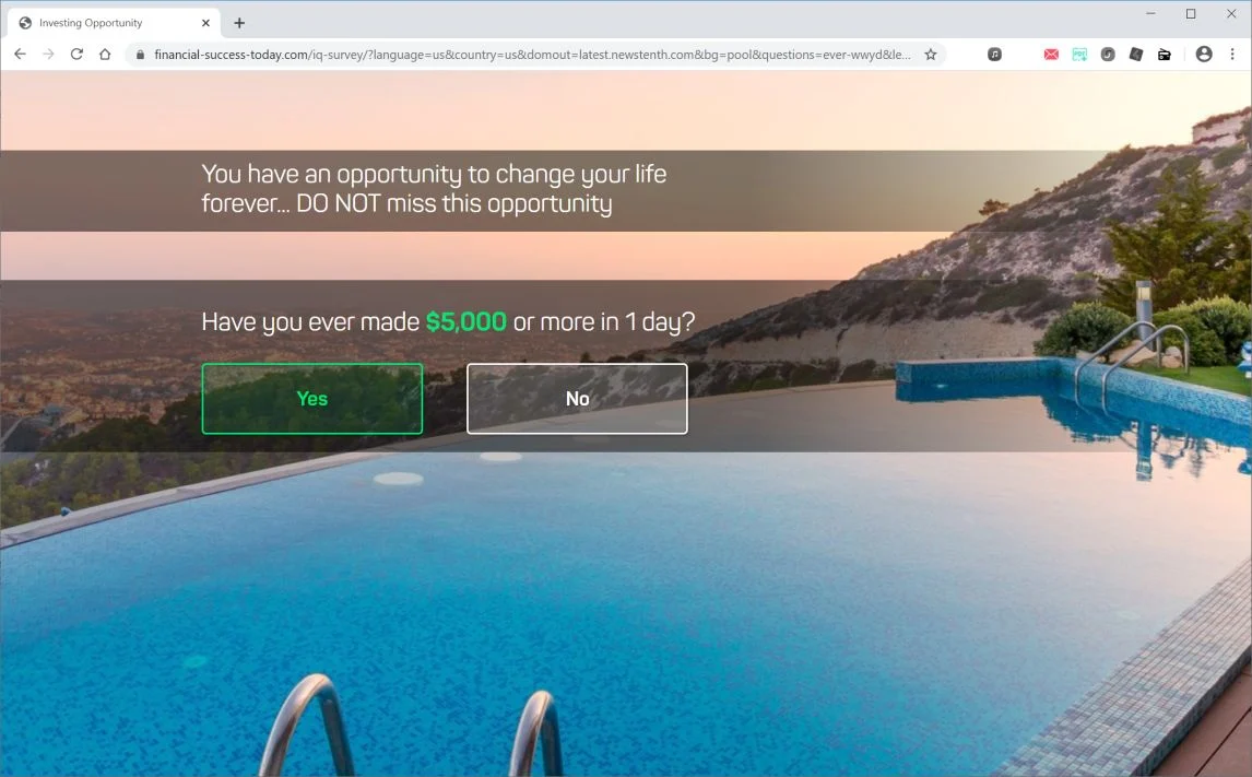 Remove Financial-success-today.com pop-up ads (Virus Removal Guide) 1 Image: Chrome browser is redirected to Financial-success-today.com