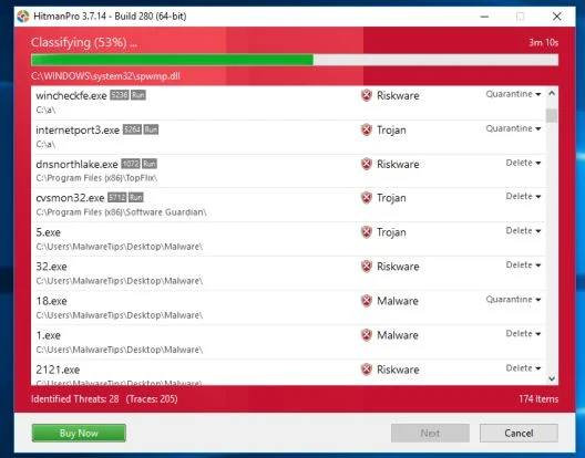 HitmanPro scanning for malware HitmanPro scanning for Login.centamnetworks.com virus