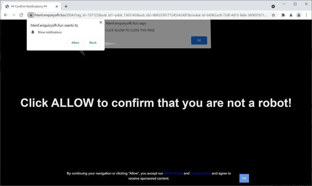 Remove Enquiryofh.fun pop-up ads (Virus Removal Guide) 1 Image: Chrome browser is redirected to Enquiryofh.fun