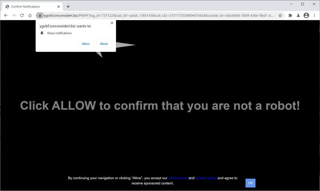 Image: Chrome browser is redirected to Ionconsideri.biz