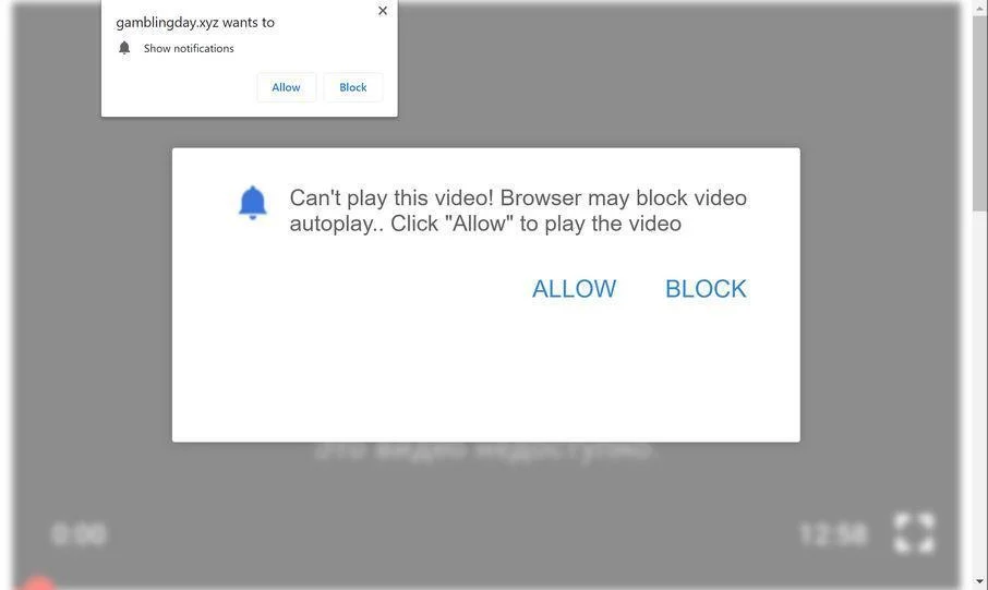 Image: Chrome browser is redirected to Gamblingday.xyz