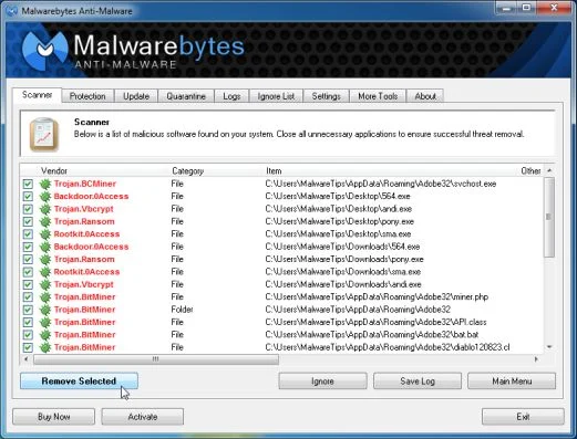 [Image:Malwarebytes removing malware]