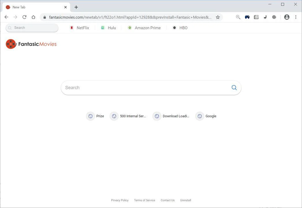 Image: Chrome browser is redirected to Fantasic Movies
