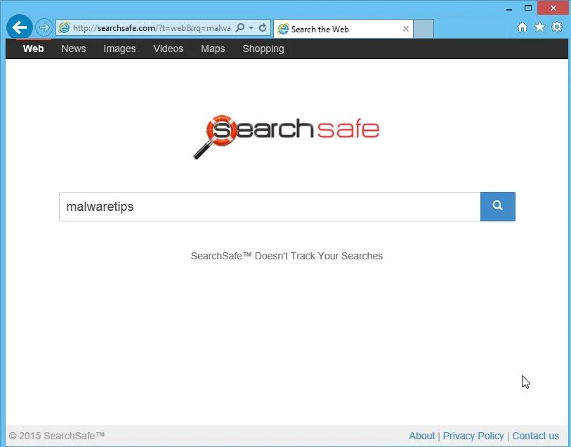 Image: SearchSafe.com browser redirect
