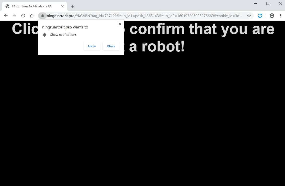 How to remove Ningruartorit.pro pop-up ads (Virus Removal Guide) 1 Image: Chrome browser is redirected to Ningruartorit.pro