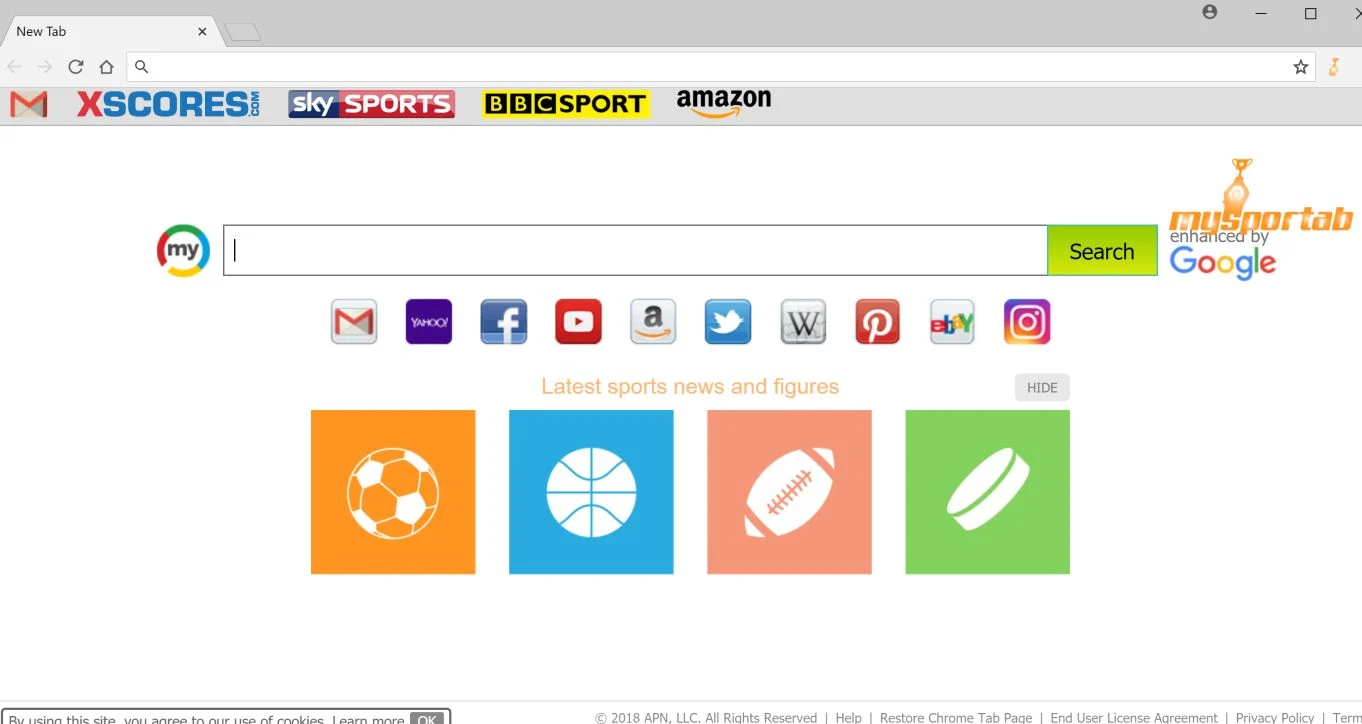 MySportTab toolbar