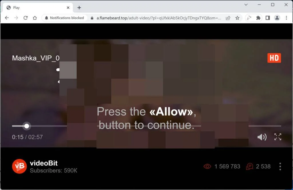 Image: Flamebeard.top Pop-up Ads