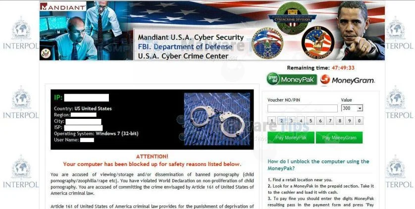 USA Cyber Crime Center MoneyPak virus USA Cyber Crime Center MoneyGram virus