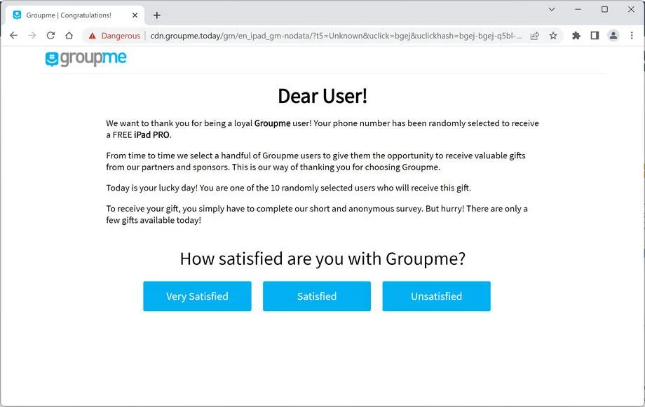 Image: Groupme.Today Fake Survey