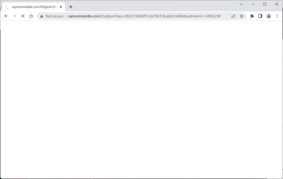 Image: Chrome browser is redirected to Rapturemeddle.com