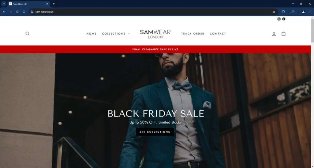 Sam-wear.co.uk Store Exposed as a Scam - Facts Inside 1 Sam wear.co .uk scam