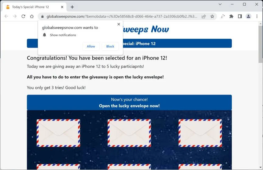 Globalsweepsnow.com Ad