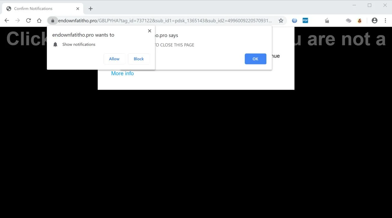 How to remove Endownfatitho.pro pop-up ads (Virus Removal Guide) 1 Image: Chrome browser is redirected to Endownfatitho.pro