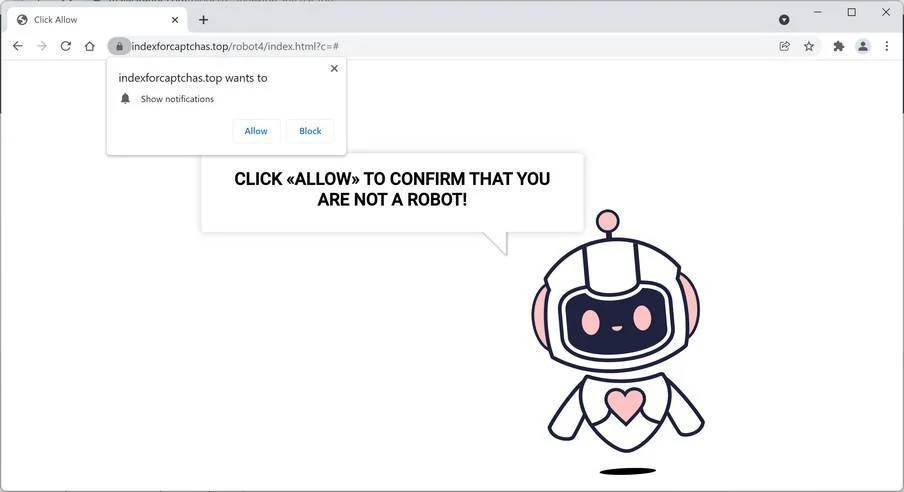 How to Remove Indexforcaptchas.top Ads (Virus Removal Guide) 1 Image: Chrome browser is redirected to Indexforcaptchas.top