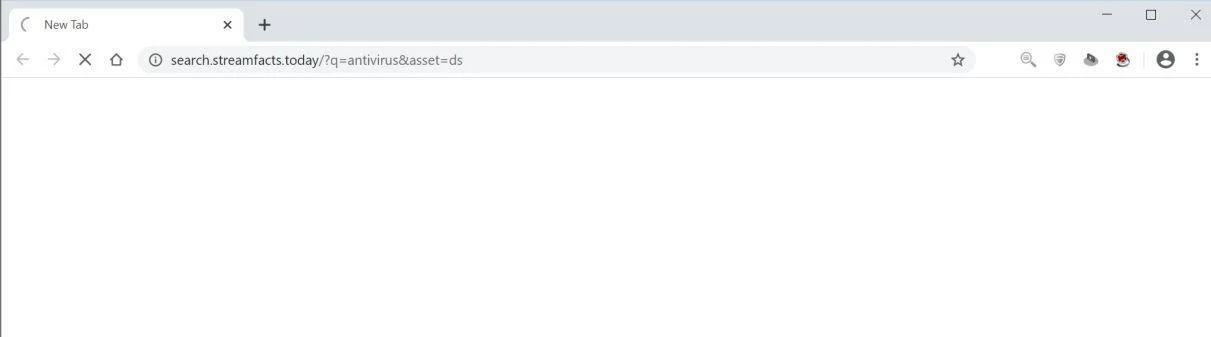 Image: Chrome browser is redirected to Search.streamfacts.today