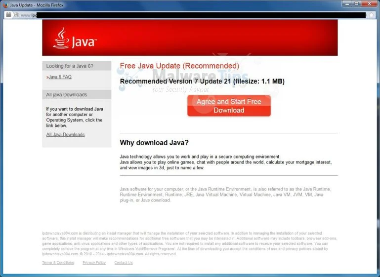 Free Java Update (Recommended) virus Picture of Free Java Update (Recommended) virus