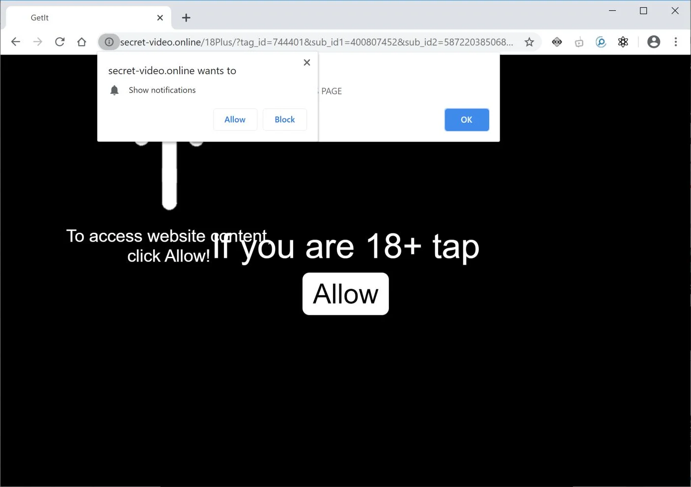 How to remove Secret-video.online pop-up ads (Virus Removal Guide) 1 Image: Chrome browser is redirected to Secret-video.online