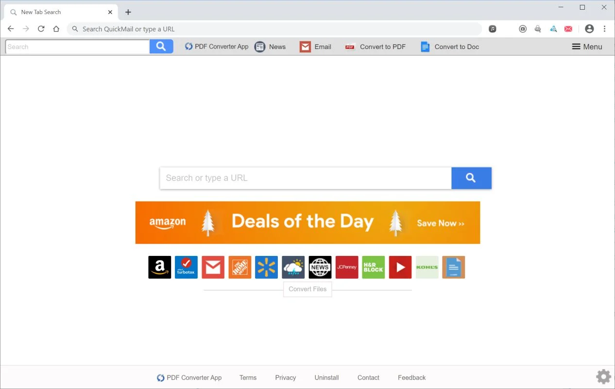 Image: Chrome browser is redirected to PDF Converter App