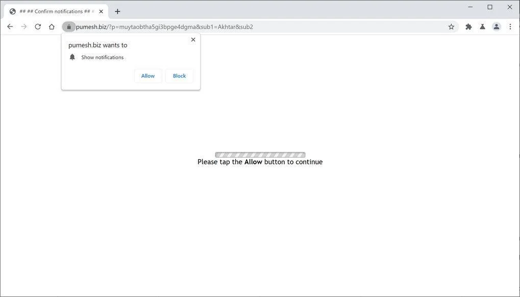 Remove Pumesh.biz pop-up ads (Virus Removal Guide) 1 Image: Chrome browser is redirected to Pumesh.biz