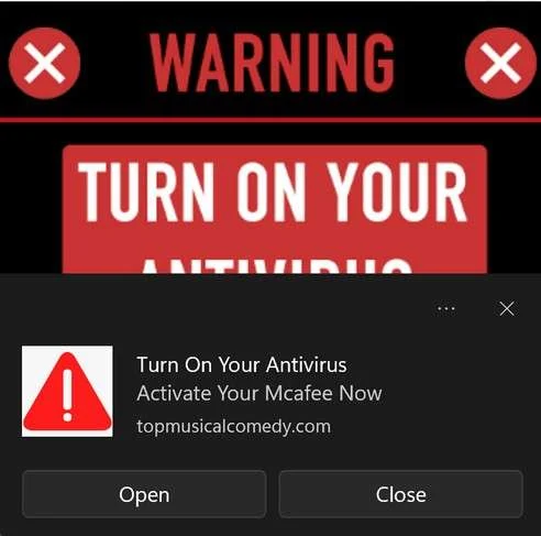 Remove Fake "Warning Turn On Your Antivirus" Pop-up Scam 1 Image: Warning Turn On Your Antivirus Pop-up Ads Scam