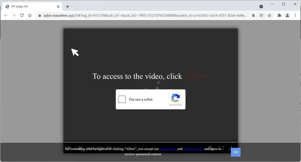 Remove Wasadirec.xyz pop-up ads (Virus Removal Guide) 1 Image: Chrome browser is redirected to Wasadirec.xyz