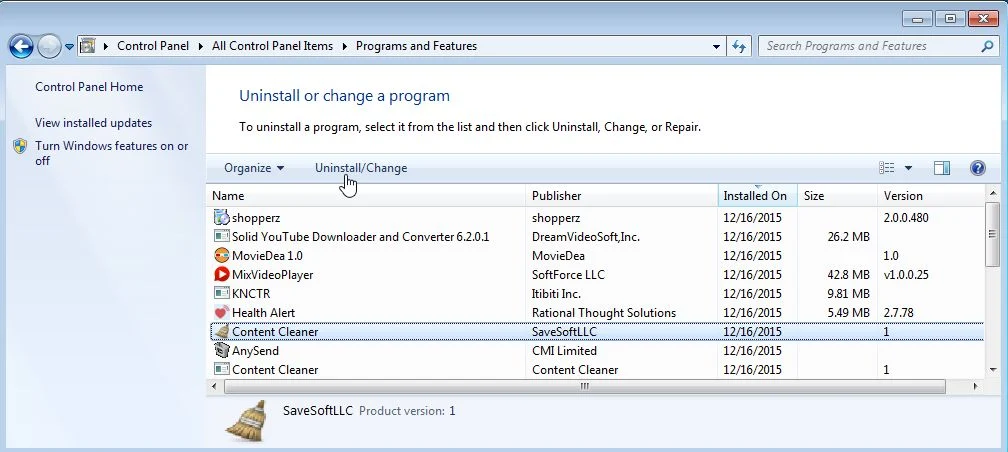 Content Cleaner Uninstall