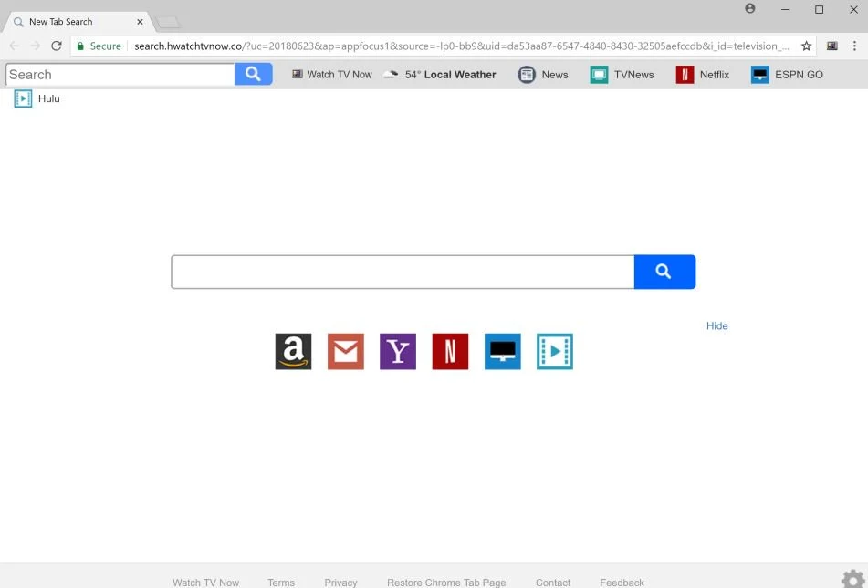 Watch TV Now New Tab redirect