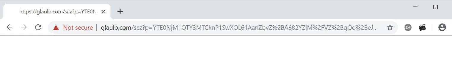 Image: Chrome browser is redirected to the Glaulb.com site