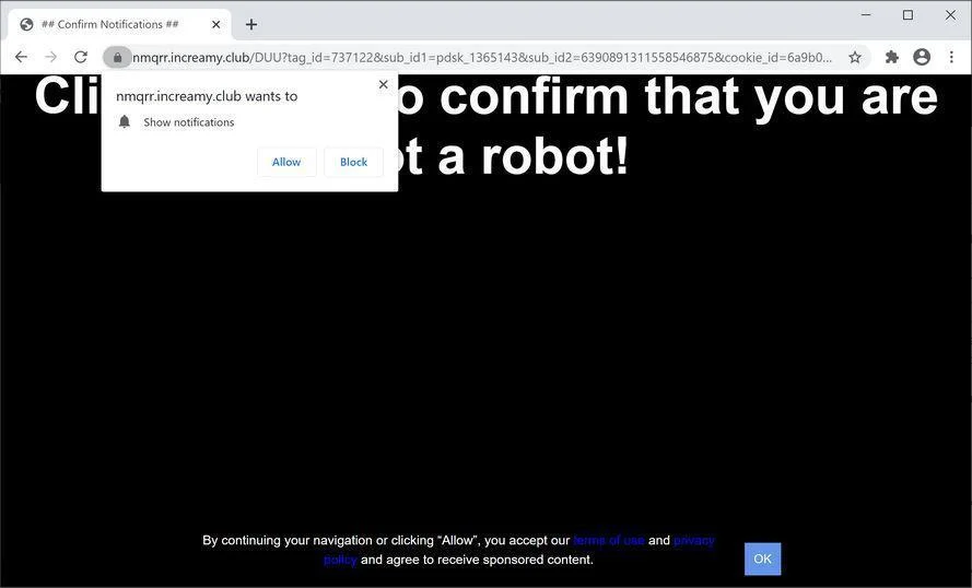 Remove Increamy.club pop-up ads (Virus Removal Guide) 1 Image: Chrome browser is redirected to Increamy.club