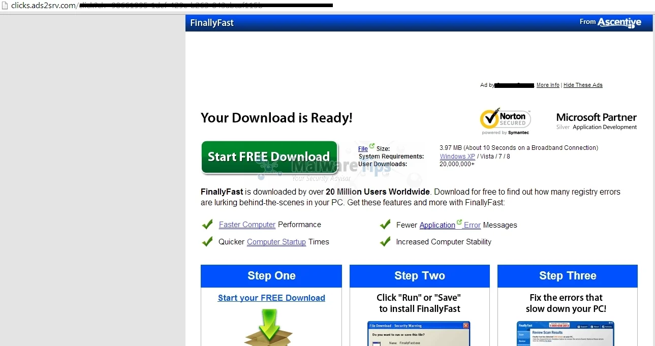 [Image: Ads2Srv.com pop-up virus]