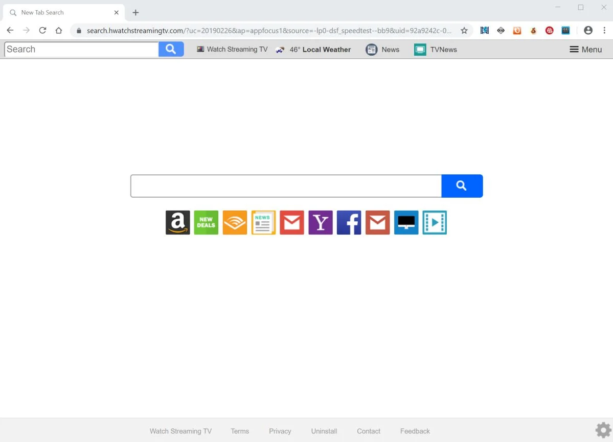 Remove Search.hwatchstreamingtv.com redirect (Virus Removal Guide) 1 Image: Chrome browser is redirected to the search.hwatchstreamingtv.com site