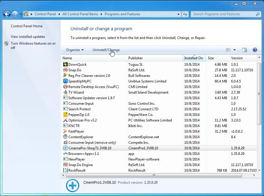 Remove CinemaPro-ShopT1.3 from Windows