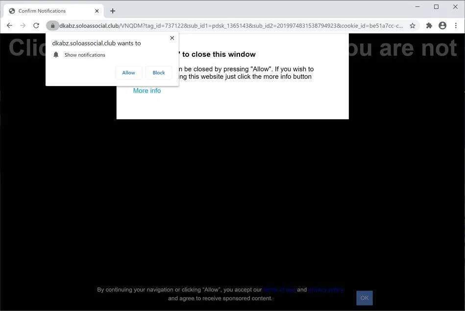 Remove Soloassocial.club pop-up ads (Virus Removal Guide) 1 Image: Chrome browser is redirected to Soloassocial.club