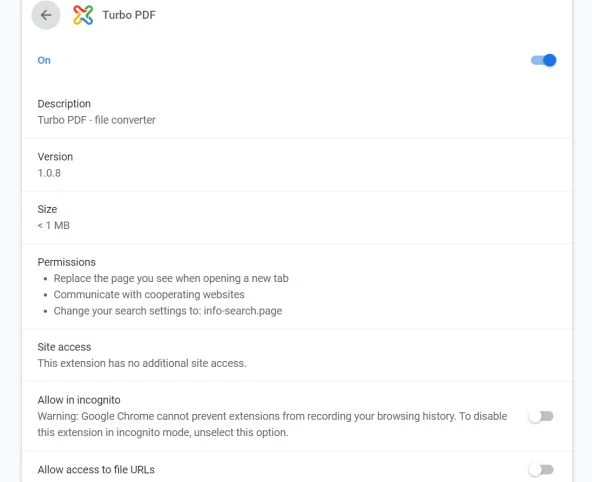 Image: Chrome browser is redirected to Turbo PDF