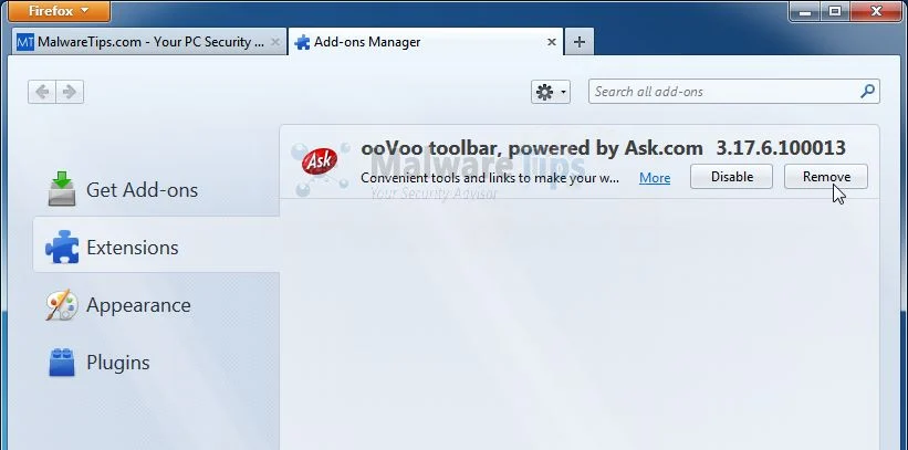 [Image: OoVoo Toolbar Firefox extension]