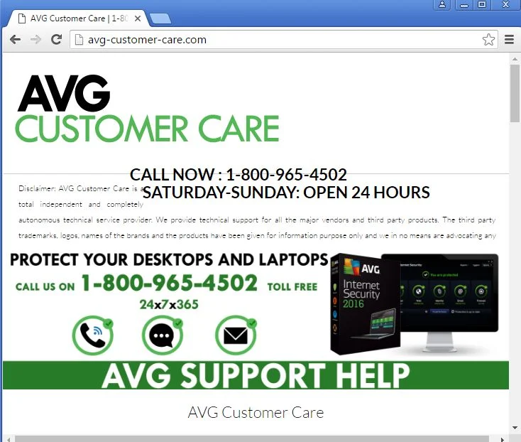 Avg-customer-care.com adware