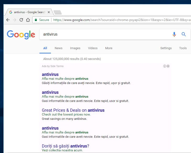 Ads by Side Terms Virus