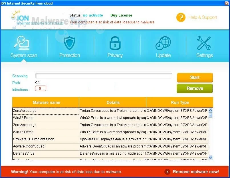 [Image: iON Internet Security from cloud virus]