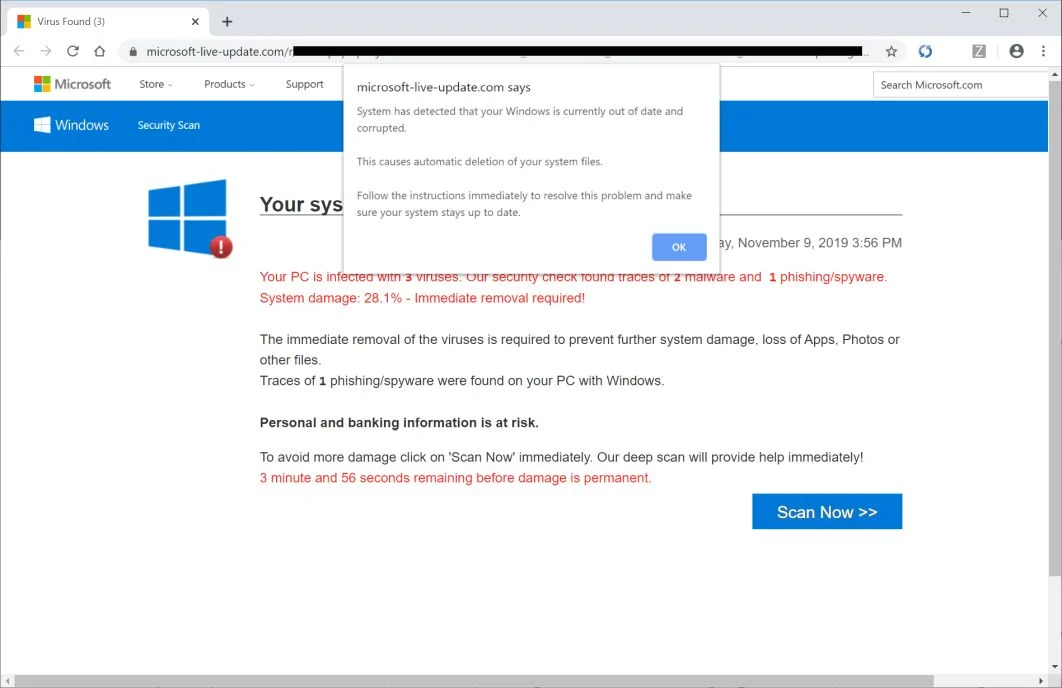 Image: Microsoft-live-update.com - Fake Error Messages