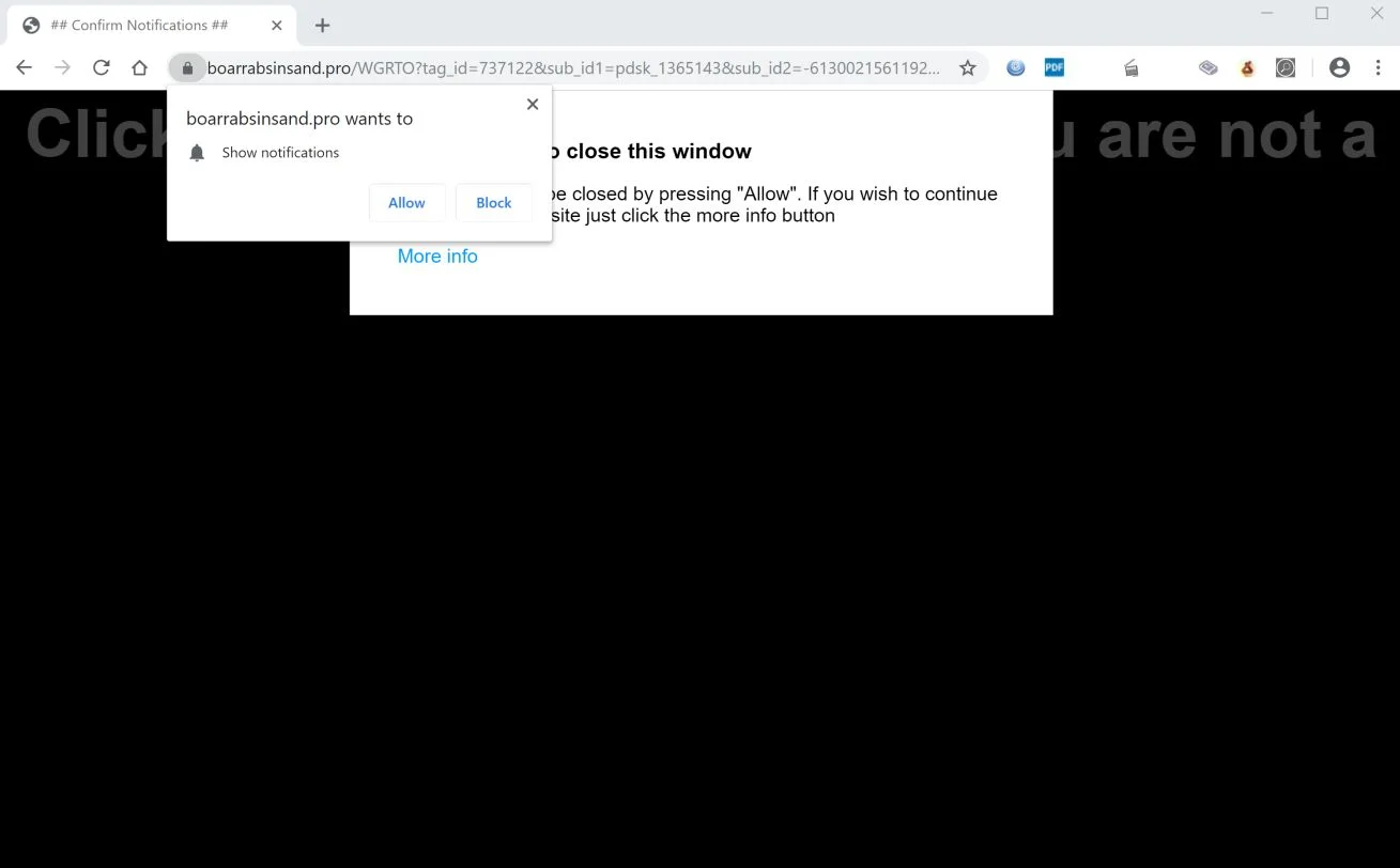 How to remove Boarrabsinsand.pro pop-up ads (Virus Removal Guide) 1 Image: Chrome browser is redirected to Boarrabsinsand.pro