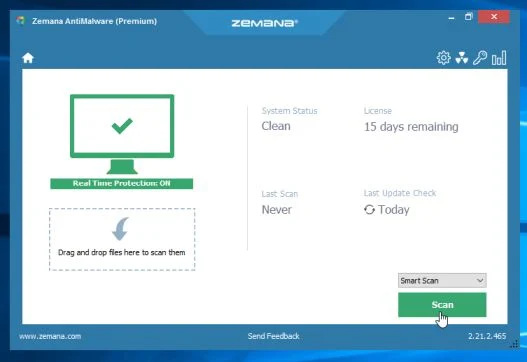 Scan computer with Zemana AntiMalware