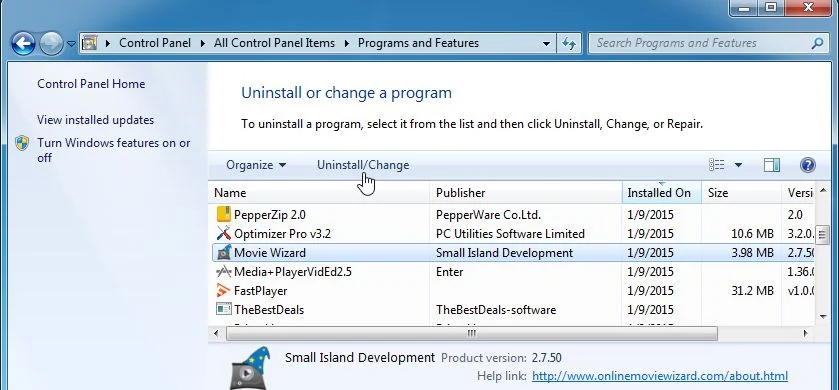 Uninstall Movie Wizard from Windows Remove Movie Wizard from Windows