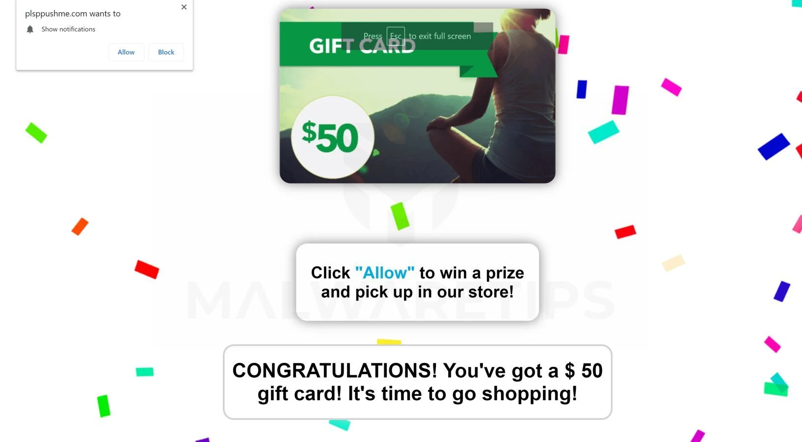 Remove "Click Allow to win a prize" scam (Removal Guide) 1 Image: Click Allow to win a prize Scam